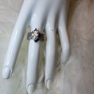 Sterling Silver Marquee Cut Cubic Zirconia Ring Size 6